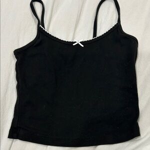 Garage Black Camisole with White Trim Bow Small S